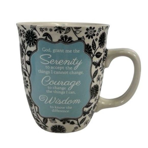 Serenity Prayer Ceramic Coffee Mug Floral Courage Wisdom Inspirational New w/Box - Picture 2 of 14